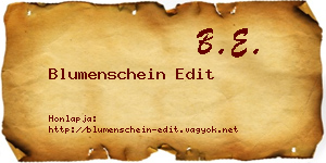 Blumenschein Edit névjegykártya